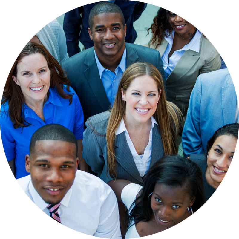 Group shot of diverse young professionals