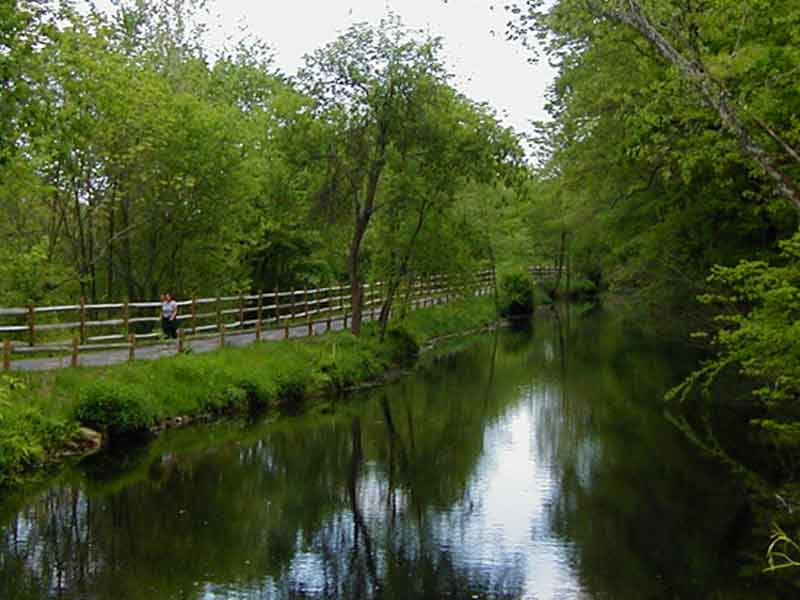 Beautiful riverside path in Blackstone Valley