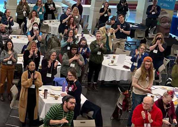 Overhead shot of summit attendees