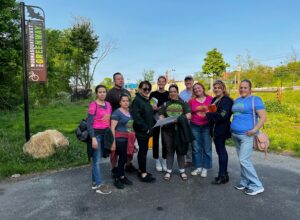 Group of people at park smiling