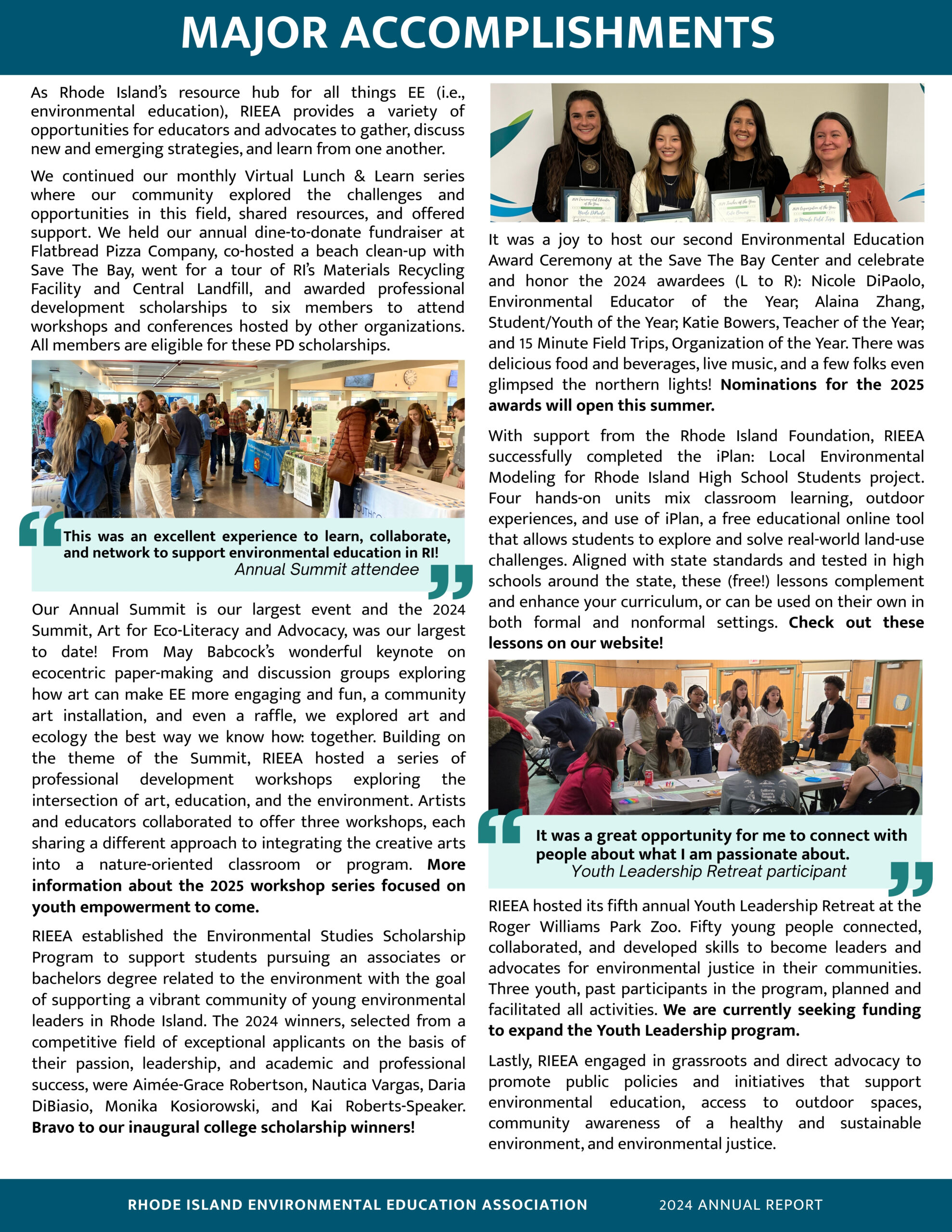 Graphics and text about the RIEEA 2024 Annual Report.