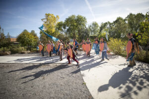 protestors wearing brine shrimp costumes built with Eli Nixon in Utah