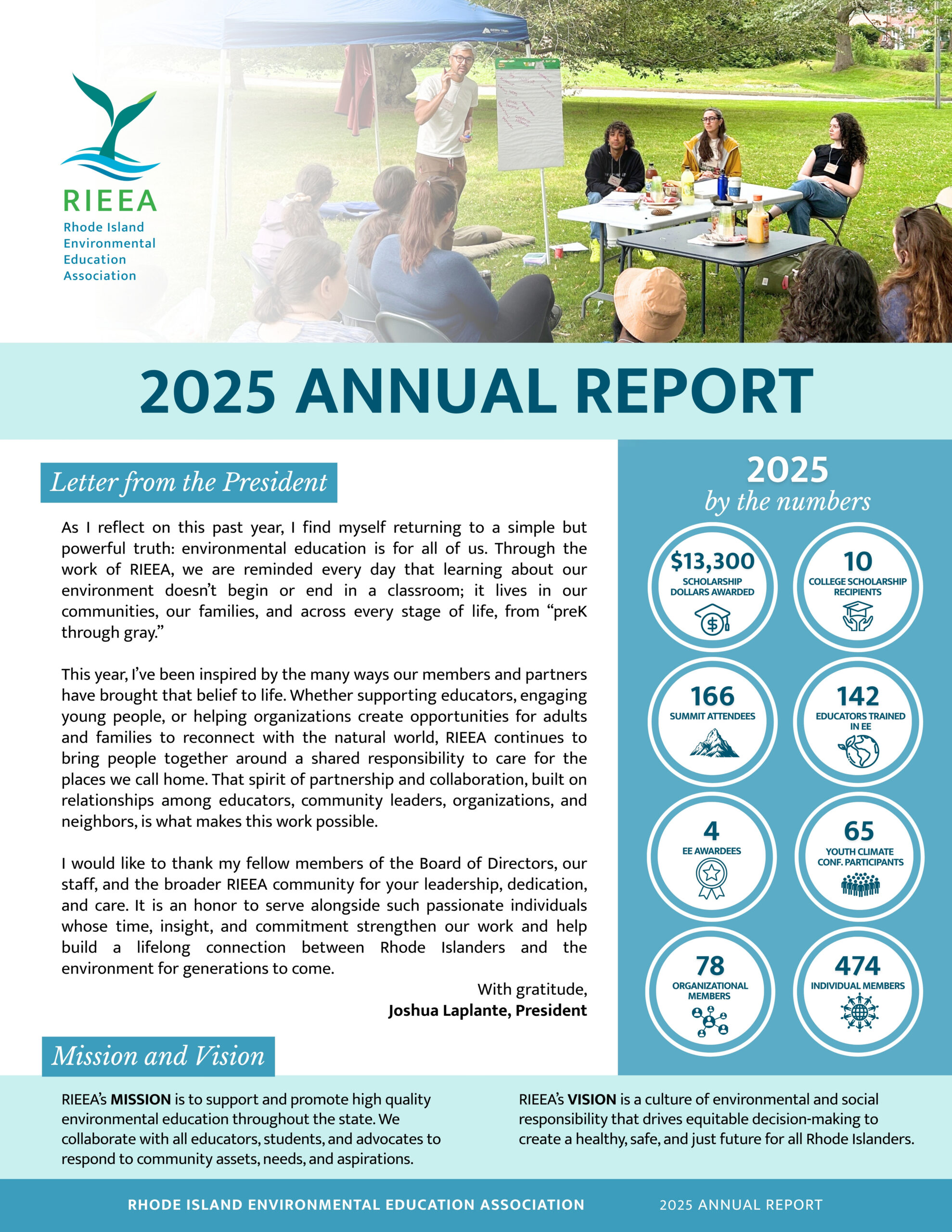 Graphics and text about the RIEEA 2025 Annual Report