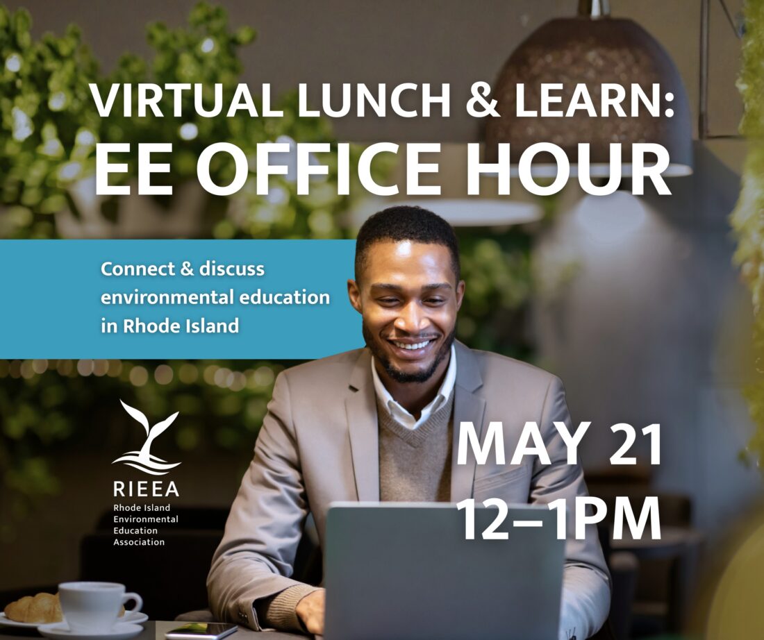 may virtual lunch and learn office hour man smiling in front of computer