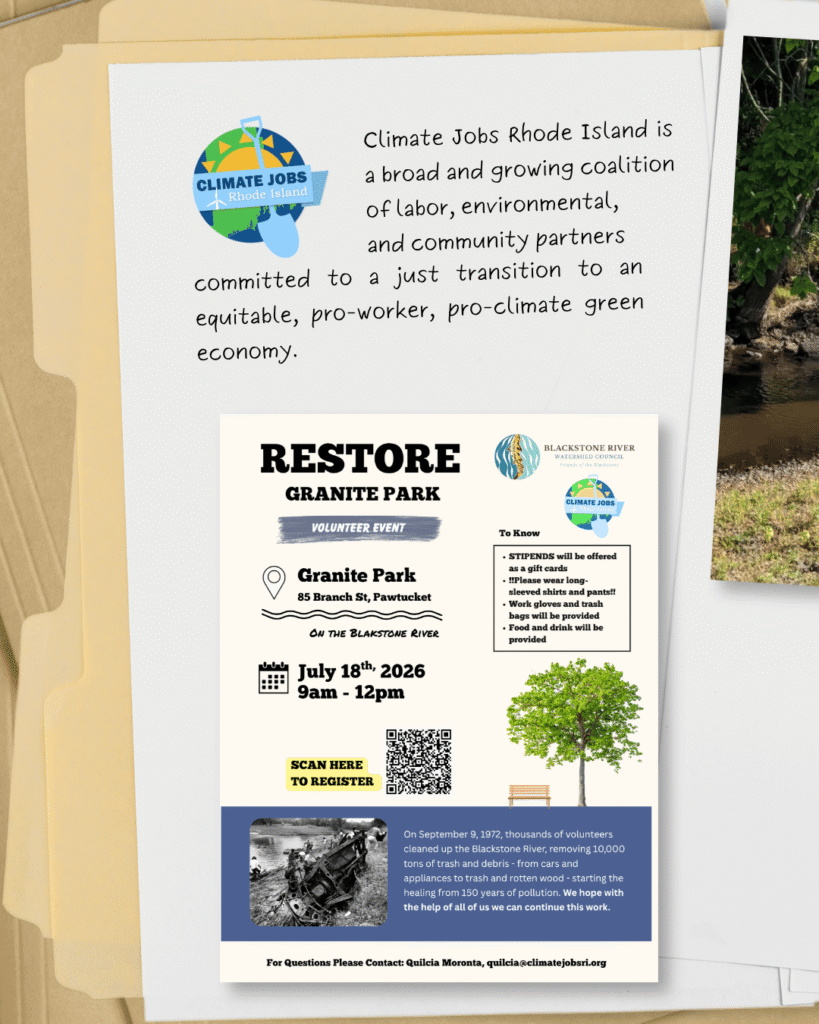 climate jobs ri restore granite park volunteer event July 18, 2026